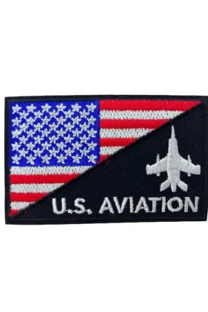 Applicazione Patch Nero Termoadesiva Bandiera America Ricamo Scritta Us Aviation 8x5 Cm Prezzo Conveniente