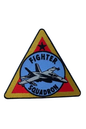 Ultime Pezzi Applicazione Patch Termoadesiva Ricamata Fighter Squadron Triangolo 85x100 mm