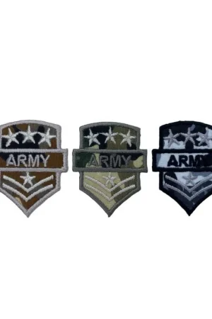 Vendita Finale Applicazione Termoadesiva Patch Tessuto Mimetico Militare Piccolo Ricamo ARMY Stelle Grado 3x4 Cm