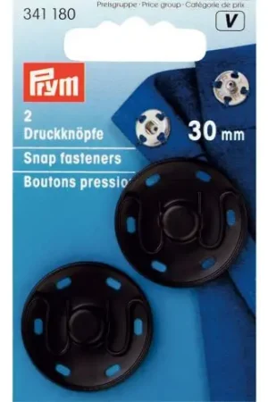Bottoni a pressione - 2 bottoni automatici - 30 mm - nero - Prym Offerta Limitata
