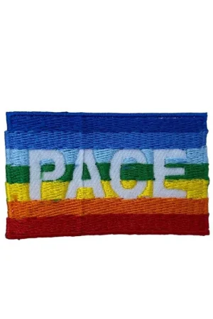 Offerta Lampo Applicazione Termoadesiva Ricamo Bandiera Pace Patch 6x4 Cm