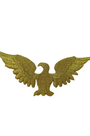 Ultimissimo Modello Applicazione Patch Termoadesiva Ricamo Aquila Oro Lurex 90x35 Mm