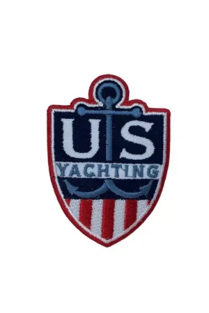 Compra Oggi Stesso Applicazione Termoadesiva Scudetto Blu Ricamo US Yachting Ancora Bandiera 5x7 Cm