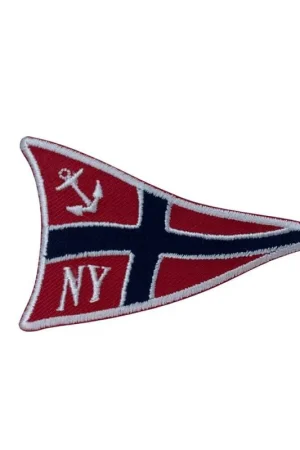 Sconto Applicazione Termoadesiva Bandiera Rossa Blu Ricamo Ancora Bianco 7x5 Cm