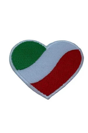 Promozione Esclusiva Applicazione Termoadesiva Patch Cuore Bandiera Italia 45x40 Mm
