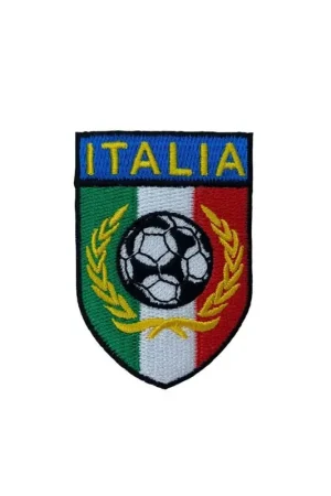 Applicazione Termoadesiva Ricamo Pallone Patch Scudetto Italia 45x70 Mm Non Perdere