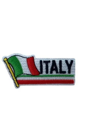 Must-Have Applicazione Termoadesiva Patch Bandiera Scritta Italy 5X2 Cm