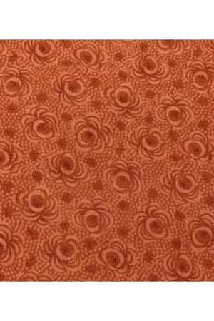 Promozione Esclusiva David Textiles Abstract Floral by Compose, Tessuto Arancione con Fiori Tono su Tono