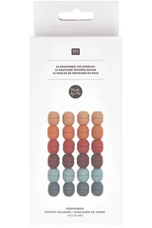 Reso Gratuito Perle in Legno per Macrame 19x22 mm Toni Naturali - Rico Design