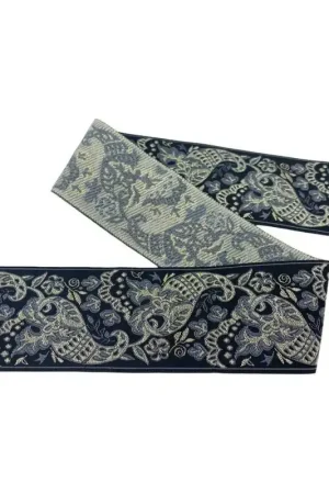 50 Cm Passamaneria Nastro Gallone Nero Fiori Dragone Ricamo Filo Oro Lurex Alto 45 Mm Più Venduto