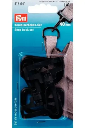 Moschettone  - Set di 2 con anelli di plastica nera - 40 mm - Prym Spedito Oggi