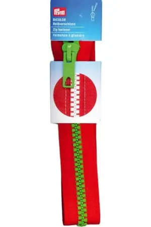Chiusura separabile - Chiusura con cerniera Bicolore - Rosso/Verme Kermit - 40 cm - Prym Compra Online