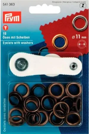 Saldi Occhielli e rivetti - 15 occhielli con rondelle + punzone per forare - Prym