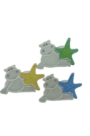 Applicazione Termoadesiva Patch Ricamo Stella Quadretto Ippopotamo Panna 9x7 Cm A Buon Prezzo