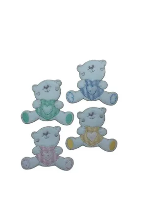 Di Tendenza Applicazione Termoadesiva Velluto Ricamo Patch Baby Orso Cuore Riga 9x7 Cm