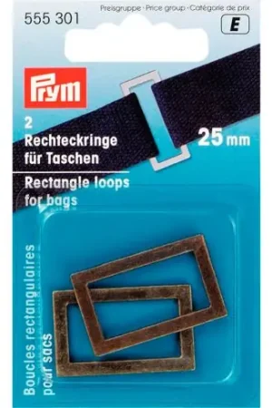 Fibbie e clip - 2 anelli rettangolari per borse - 25 mm ottone antico - Prym Ordina Subito