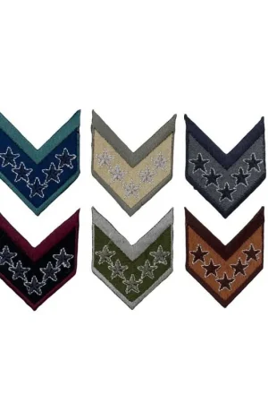 Più Venduto Applicazione Toppa Patch Termoadesiva Tessuto Ricamo Gradi Stemma Stella Filo Lurex 4x5 Cm