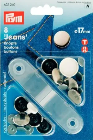 Bottoni di jeans - 8 bottoni argento - 17 mm - Prym Di Tendenza