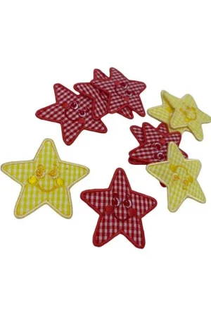 Spedizione Gratuita Applicazione Termoadesiva Patch Ricamo Sorriso Stella Quadretto 45 Mm