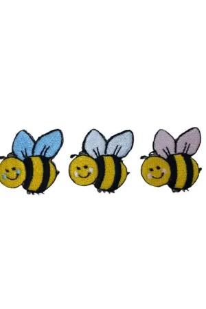 Applicazione Termoadesiva Patch Ricamata Ape Gialla Nera Ali 30x35 Mm Offerta Lampo