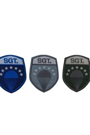 Applicazione Scudetto Termoadesiva Ricamato Patch SGT Paracadute Stelle 65x50 Mm Prezzo Scontato