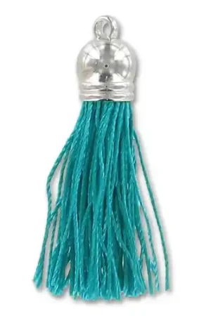 Pompon polyester 4 cm argenté Turquoise x1 Affare