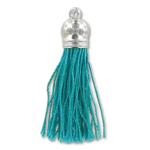 Pompon polyester 4 cm argenté Turquoise x1 Affare