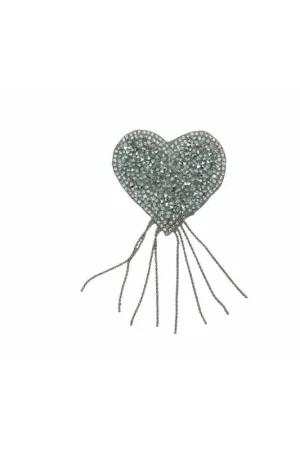 Applicazione Patch Spallina Cuore Termoadesiva Argento Cm 10x6 Sconto