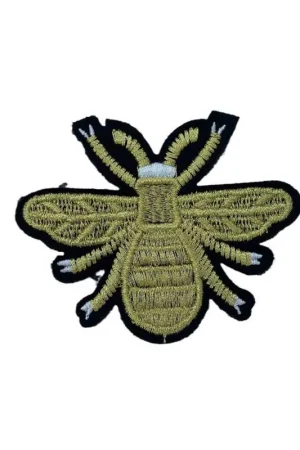 Applicazione Termoadesiva Ricamata – Apina Stilizzata con Filo Lurex Oro – 8x6 cm Esclusivo