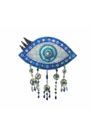 Esclusivo Applicazione Termoadesiva Patch Ricamata Paillettes Occhio165x175 Mm