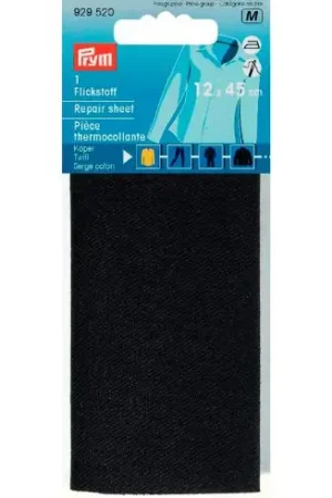 Rinforzi Ferro su ferro - Parte di riparazione termoadesivo twill cotone nero - Prym Super Prezzo