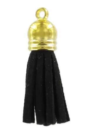 Novità Pompon en suedine 36 mm doré Noir x1