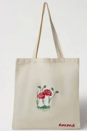 Consegna Rapida Kit da Ricamo - Tote Bag con Funghi - DMC