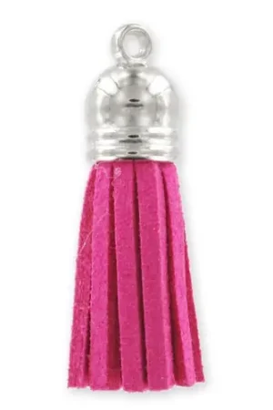 Soddisfatti O Rimborsati Pompon en suedine 36 mm rhodié Fuchsia x1