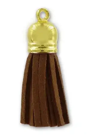 Pompon en suedine 36 mm doré Marron x1 Promozione