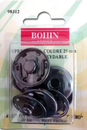 Bottoni a pressione - 4 bottoni a pressione per cucire neri - 25 mm - Bohin Non Perdere