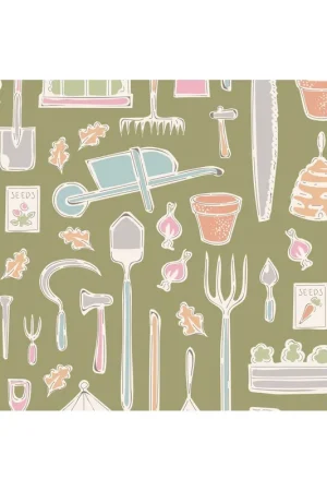 Economico Tilda Tiny Farm Tools Green, Tessuto Verde Attrezzi della Fattoria