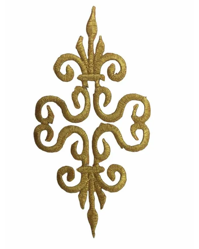 Applicazione Termoadesiva Stemma Sacro Lurex Oro Ricamo 16x8 Cm Offerta Del Giorno