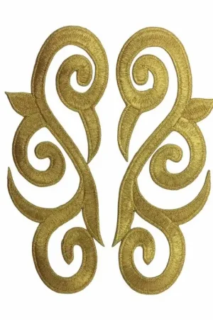 Compra Adesso Applicazione Coppia Termoadesiva Lurex Ricamata Collo 17x6 Cm