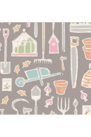 Sconto Tilda Tiny Farm Tools Grey, Tessuto Grigio Attrezzi della Fattoria