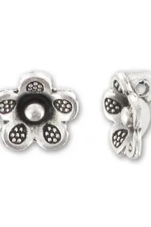 Bouton fleur 9,5 mm Placage Argent fin vieilli x1 Offerta Del Giorno