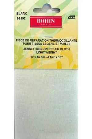 Sconto Rinforzi Ferro su ferro - Parte di riparazione termoadesivo jersey bianco - Bohin