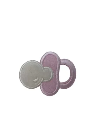 Applicazione Termoadesiva Ricamo Patch Baby Velluto Rosa Ciuccio Succhiello 5x4 Cm Offerta Lampo