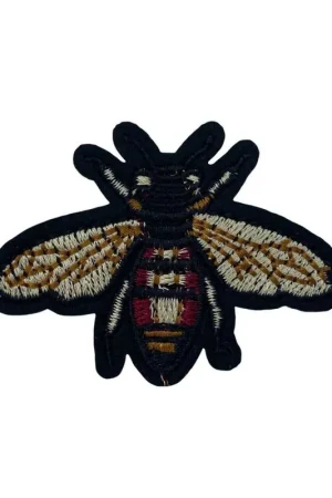 Applicazione Termoadesiva Ricamo Ape Nero Rosso Beige 65x45 Mm Spedizione Espresso