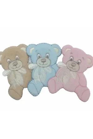 Applicazione Termoadesiva Baby Orsetto Velluto Fiocco 65x60 Mm Super Prezzo