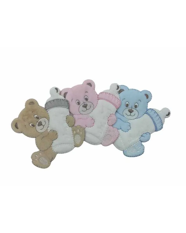 Applicazione FS Termoadesiva Velluto Ricamo Patch Baby Orso Biberon 80x85 Mm Must-Have