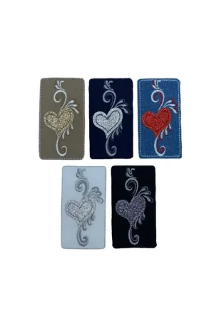 Applicazione Termoadesiva Patch Cuore Glitter Lurex Ricamato Cm 7x4 Direttamente Dal Produttore