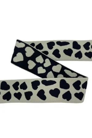 Quantità Limitata 50 Cm Passamaneria Elastico Cuori Double Face Gallone Molla Nastro Beige Nero Alto 4 Cm