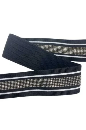 Nuovo Arrivo 50 Cm Passamaneria Elastico Strass Gallone Molla Nastro Rigato Nero Alto 4 Cm