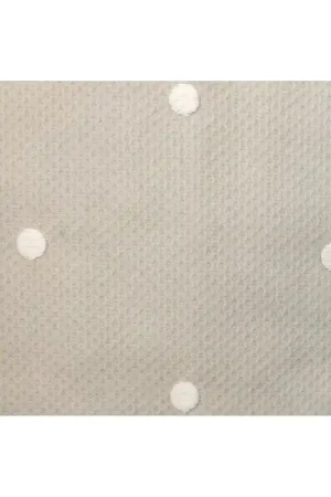 Vendita Finale Tessuto Nido d'Ape Beige con grandi Pois Bianchi Ricamati, h155